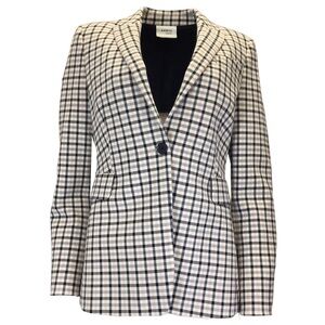 The Akris Punto Glen Check Blazer Jacket Cream Black Lavender Plaid Size 4 Small